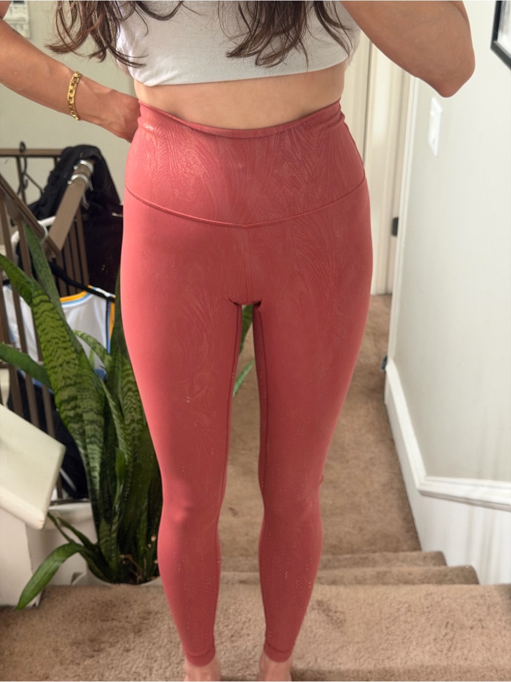 lululemon athletica Textured High-Rise Leggings in Coral